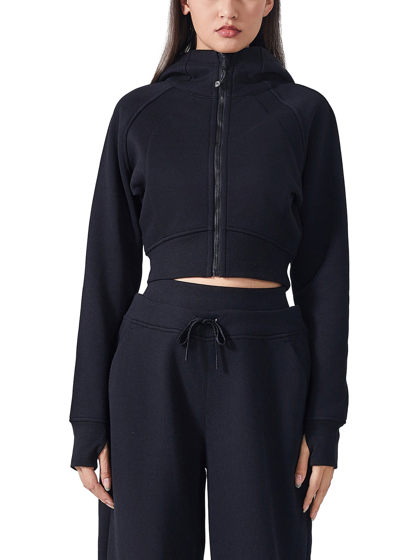 Cropped Zip-Through Hoodie