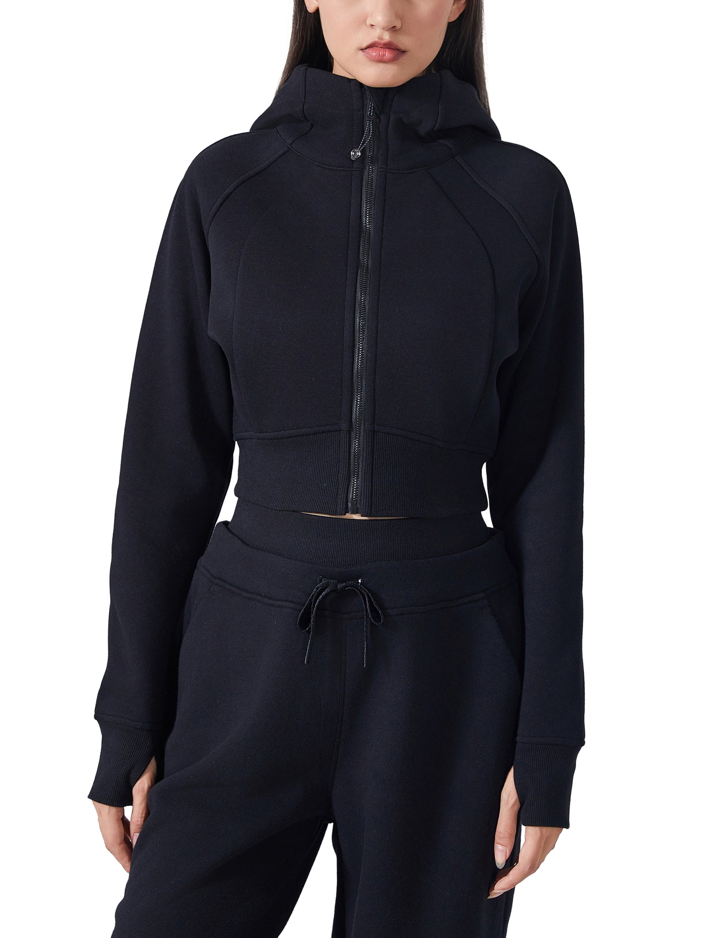Cropped Zip-Through Hoodie
